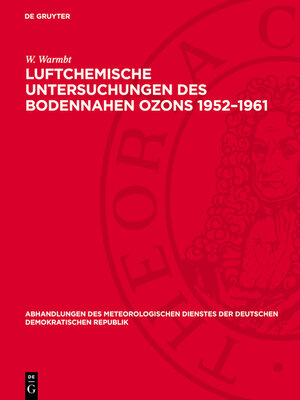 cover image of Luftchemische Untersuchungen des bodennahen Ozons 1952–1961